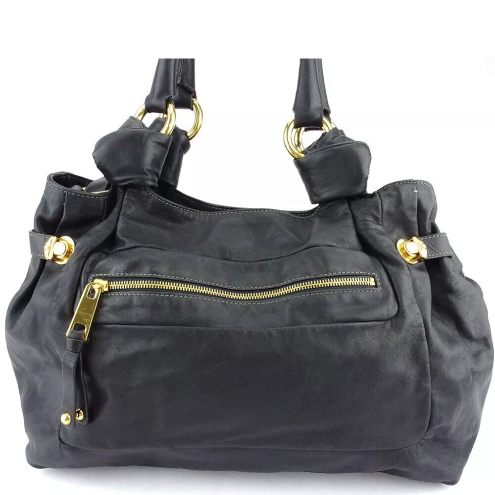 MARC JACOBS 2WAY shoulder bag ZIP pocket gray grayish leather used C3890